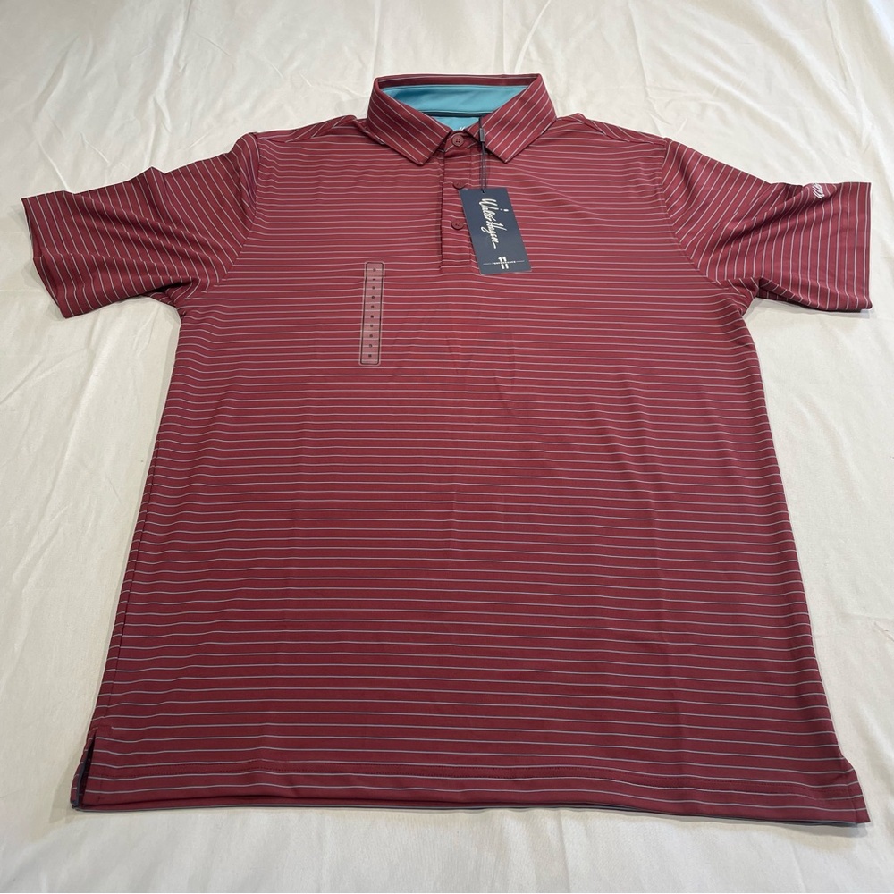 Walter Hagen Burgundy Striped Polo‎ Shirt